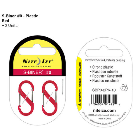 S-Biner Plastic #0 - Red 2 pack