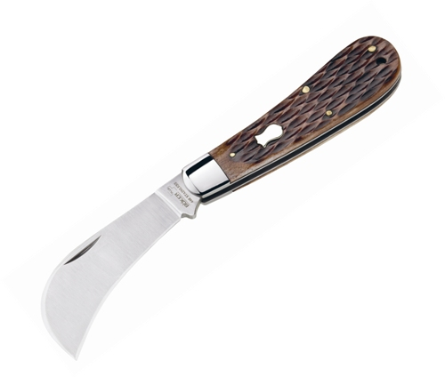 Hawkbill w jigged brown bone handles