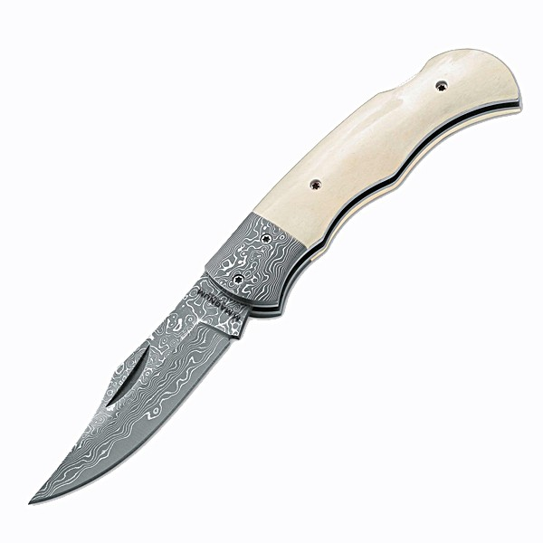 Magnum Damascus Folding Knife with Ivory