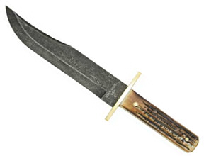 American Bowie Damascus India Stag