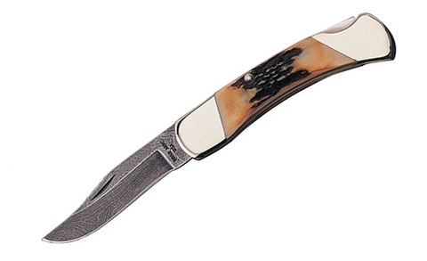 India Stag Midsize Lockback Damascus