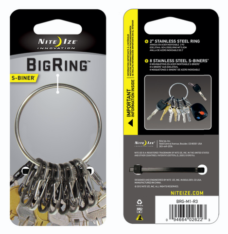 BigRing Steel- 4 Blk-4 SS S-Biners