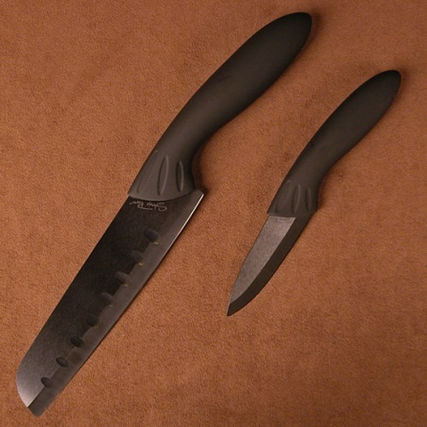 2pc Black Cer. Santoku-Parer Set